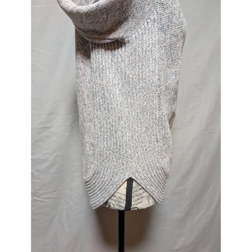 LOFT Gray Pink Marled Knit Cowl Neck Cotton Sweater Minimalist Women's XS